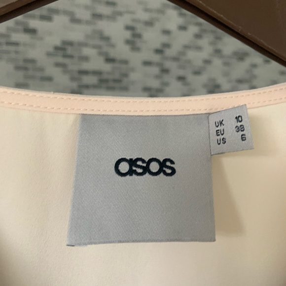 ASOS cream/navy long-sleeved blouse - Picture 2 of 5